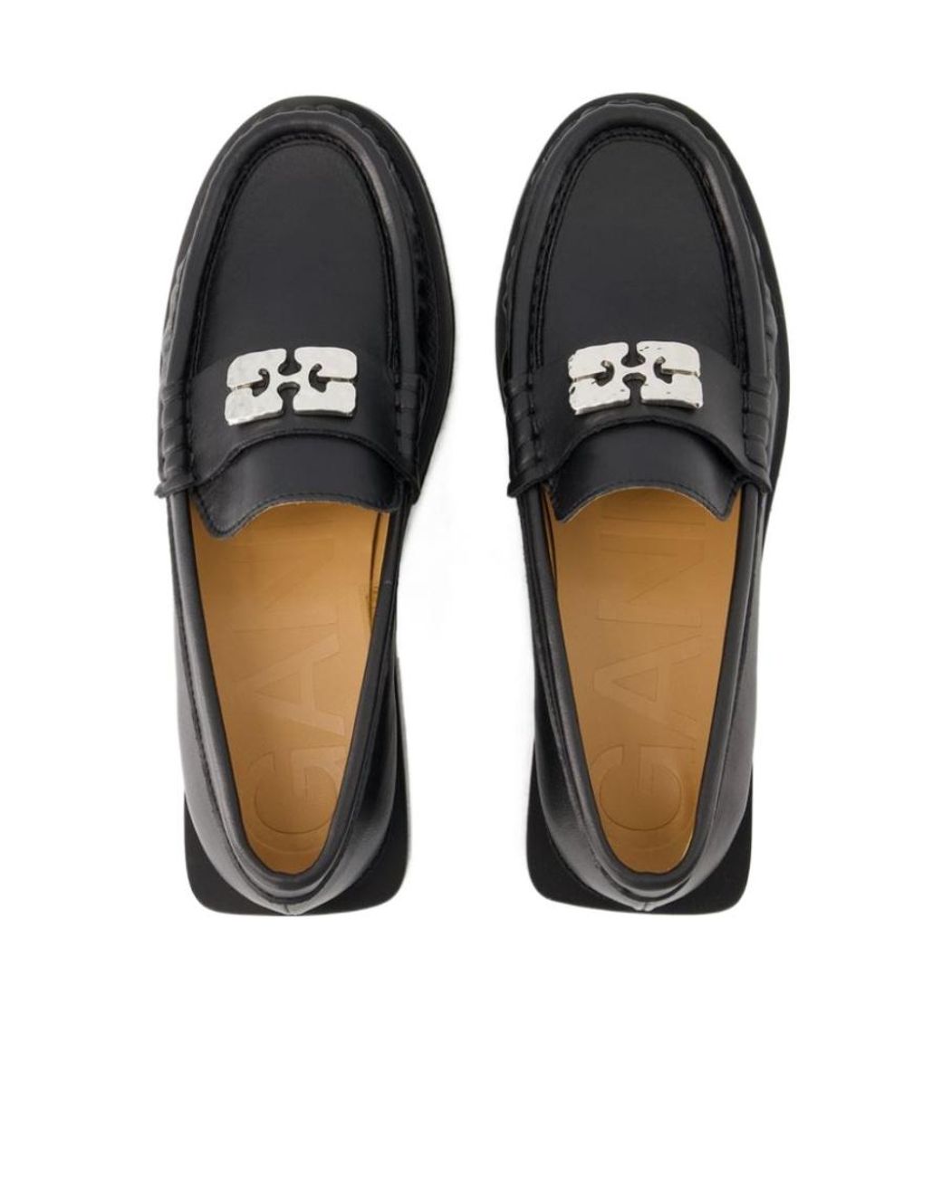 Ganni Black Butterfly Logo Loafers