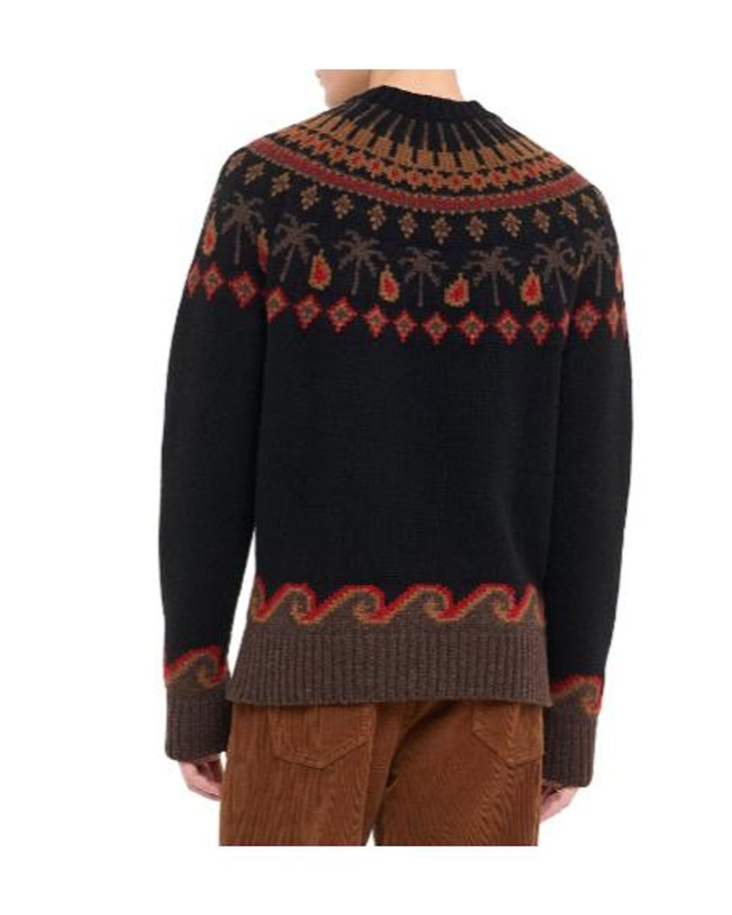 Alanui Black Sweet Winter Fair Isle Knitted Sweater for men
