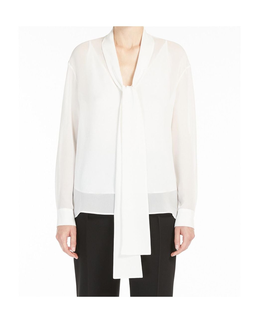 Max Mara White Studio Georgette Long-Sleeved Shirt