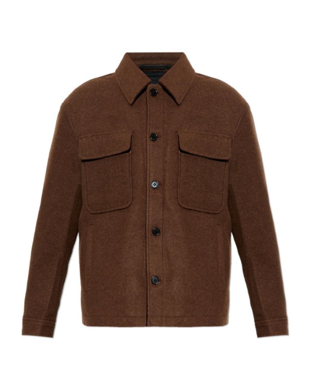 AllSaints Brown Cayson Patch-Pocket Jacket for men