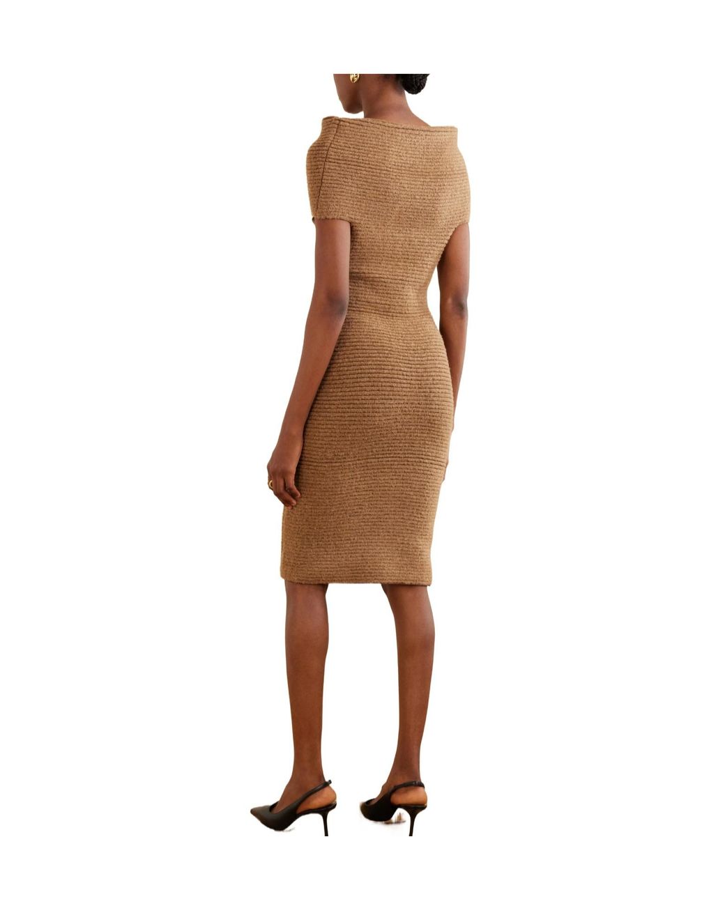 Magda Butrym Brown Knitted Jersey Midi Dress