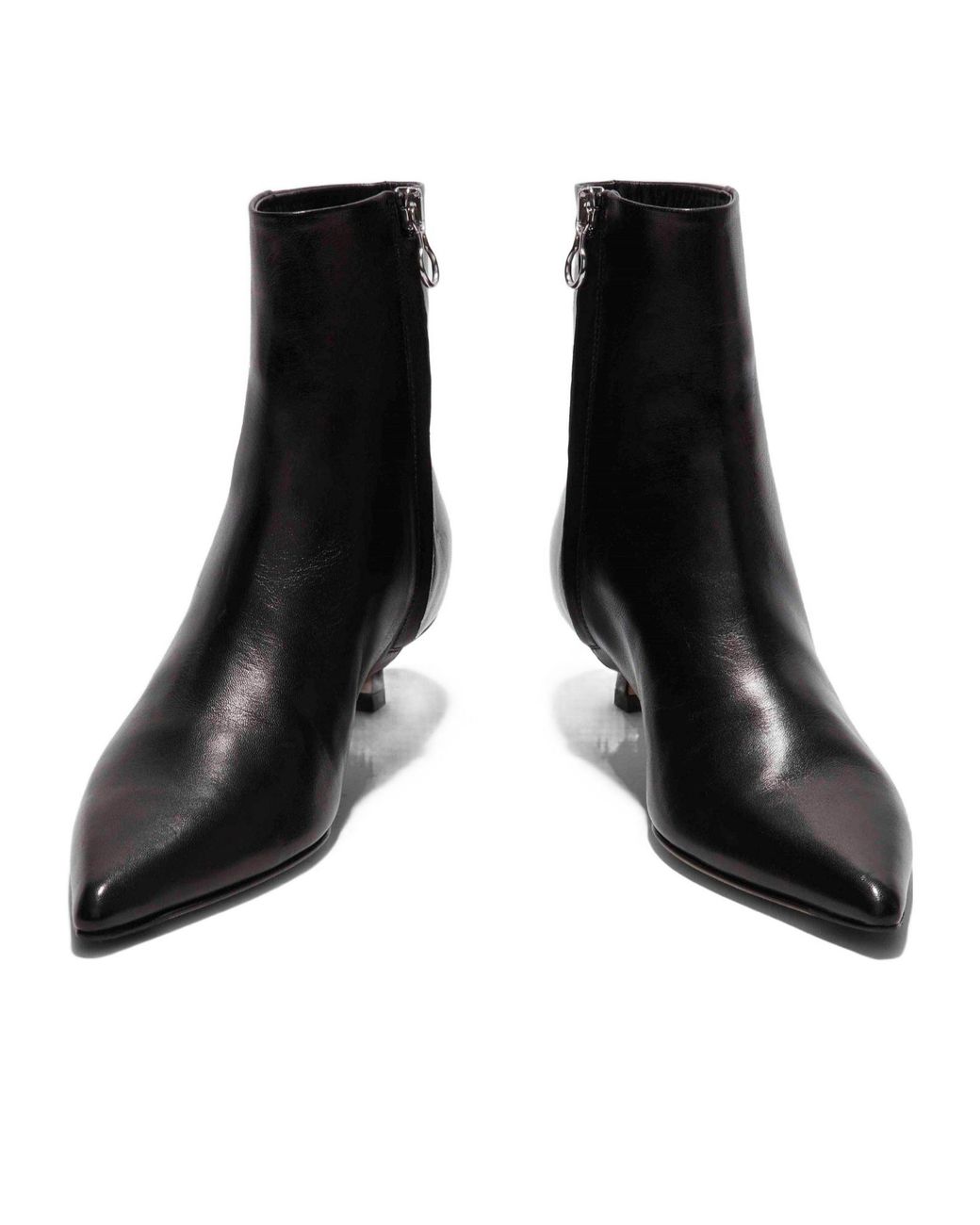 Aeyde Black Cow Print Ankle Heeled Boots