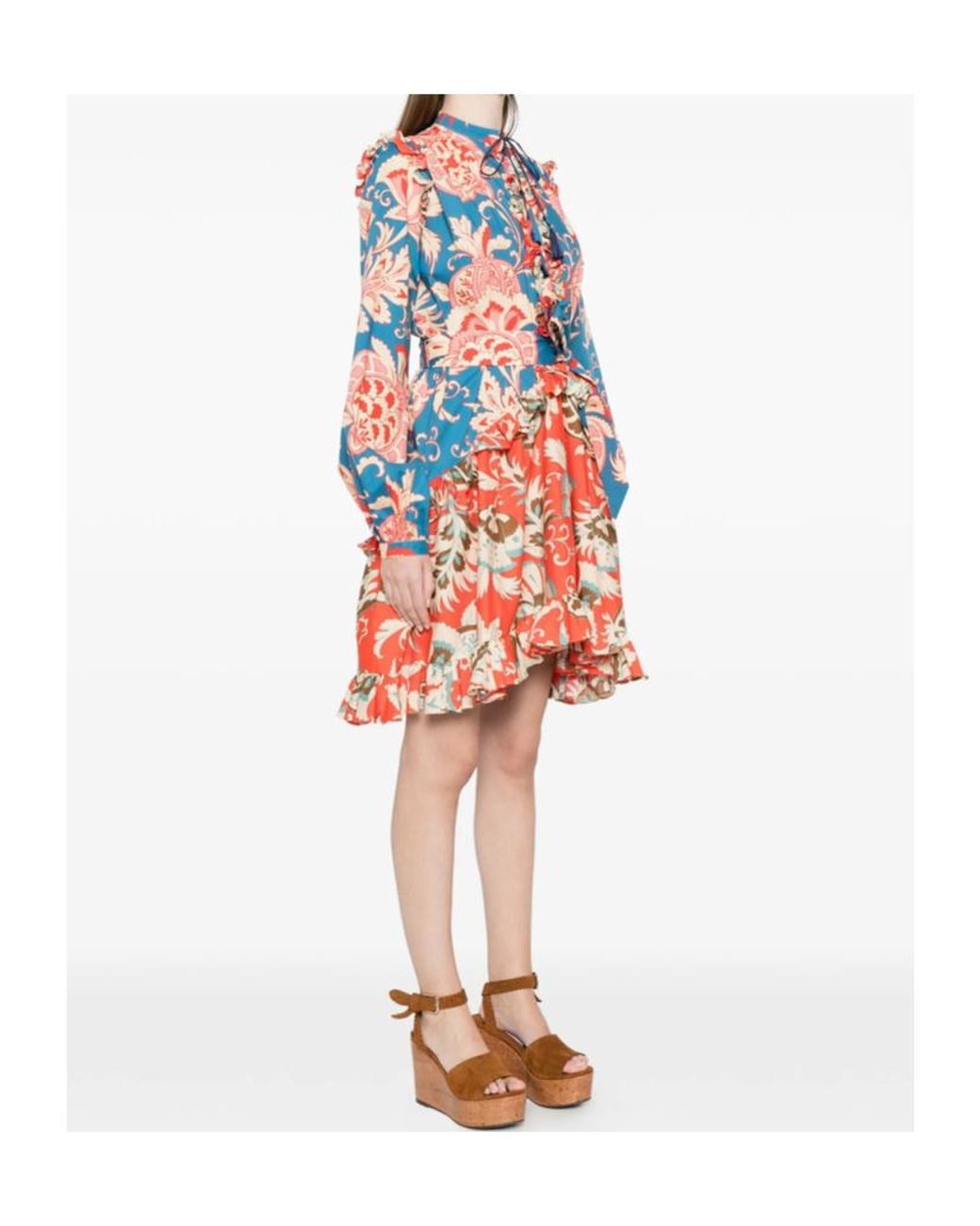 Etro Multicolor Floral Ruffled Mini Dress