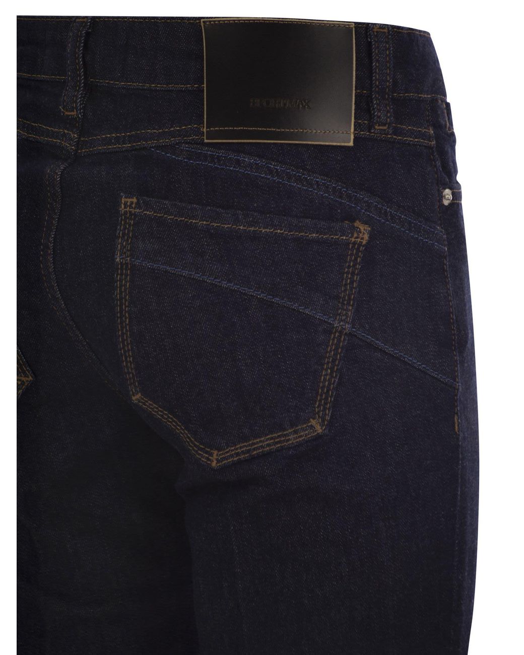 【送料&関税込】SportMax Logo Patch Low Waist Jeans Sportmax Logo Patch Low Waist Jeans in Blue | Lyst