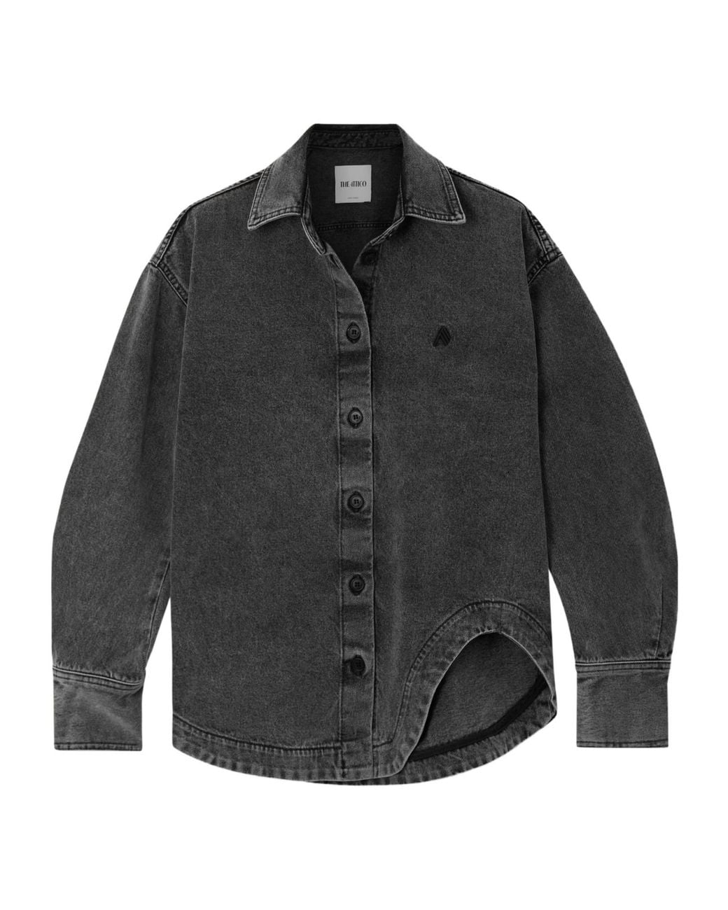 The Attico Gray Asymmetric Embroidered Denim Shirt