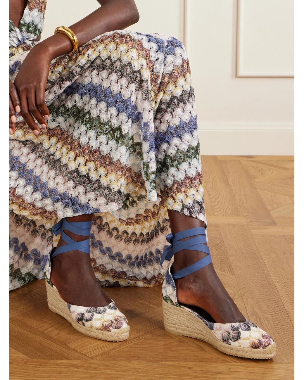 Missoni Blue Wedge Espadrille Sandals