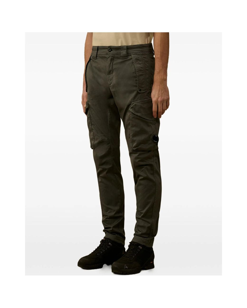 C P Company Green Cargo-Pocket Trousers for men