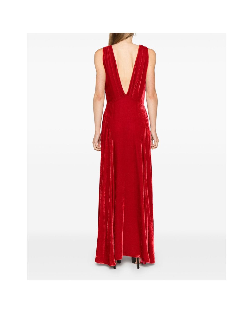 P.A.R.O.S.H. Red V-Neck Sleeveless Dress