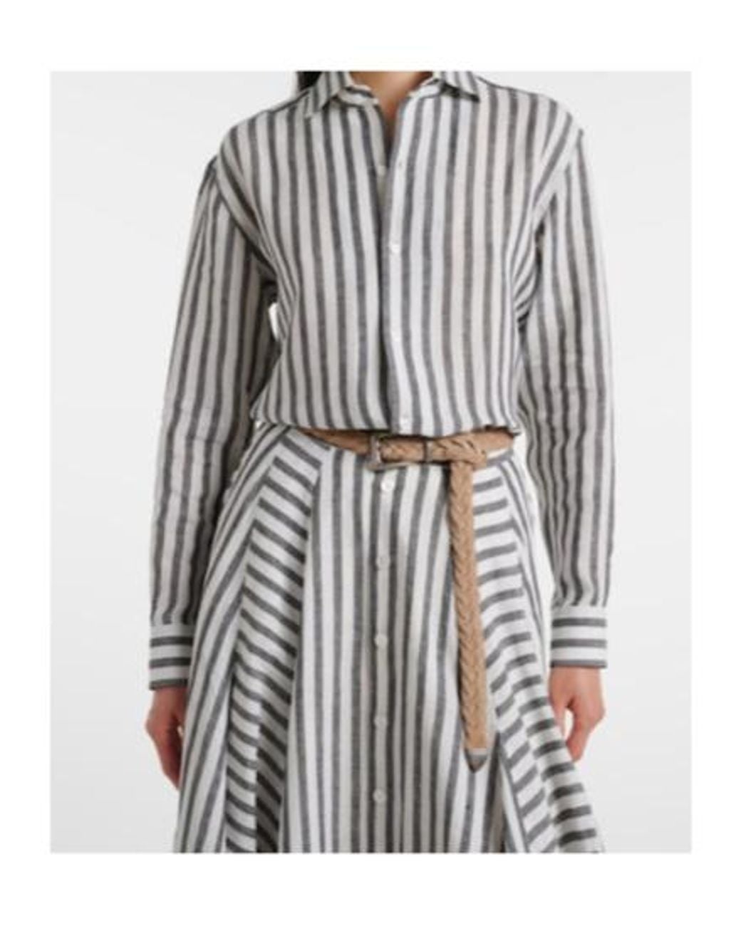 Ralph Lauren White Capri Striped Linen Shirt