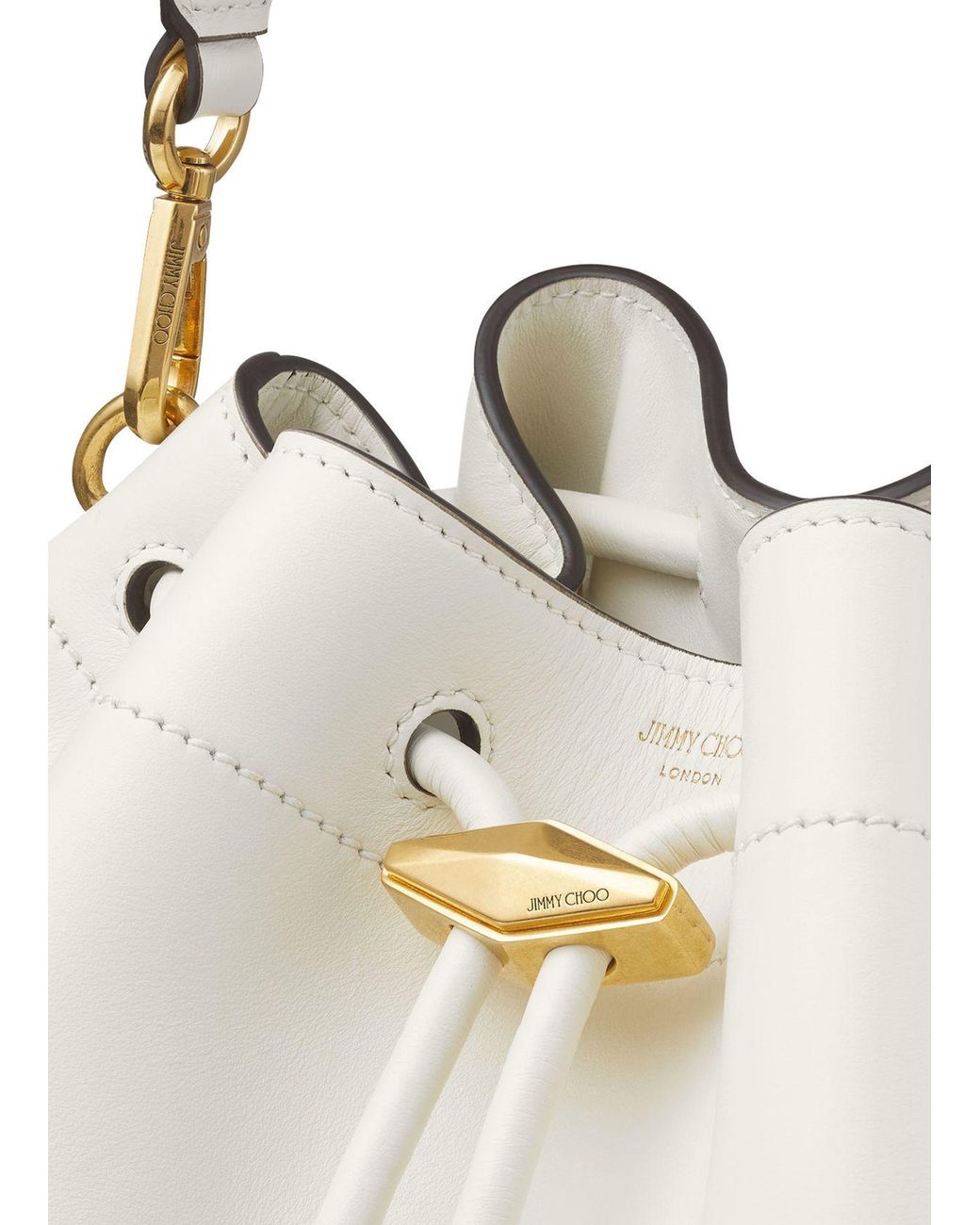 Jimmy Choo White Drawstring Shoulder Bag