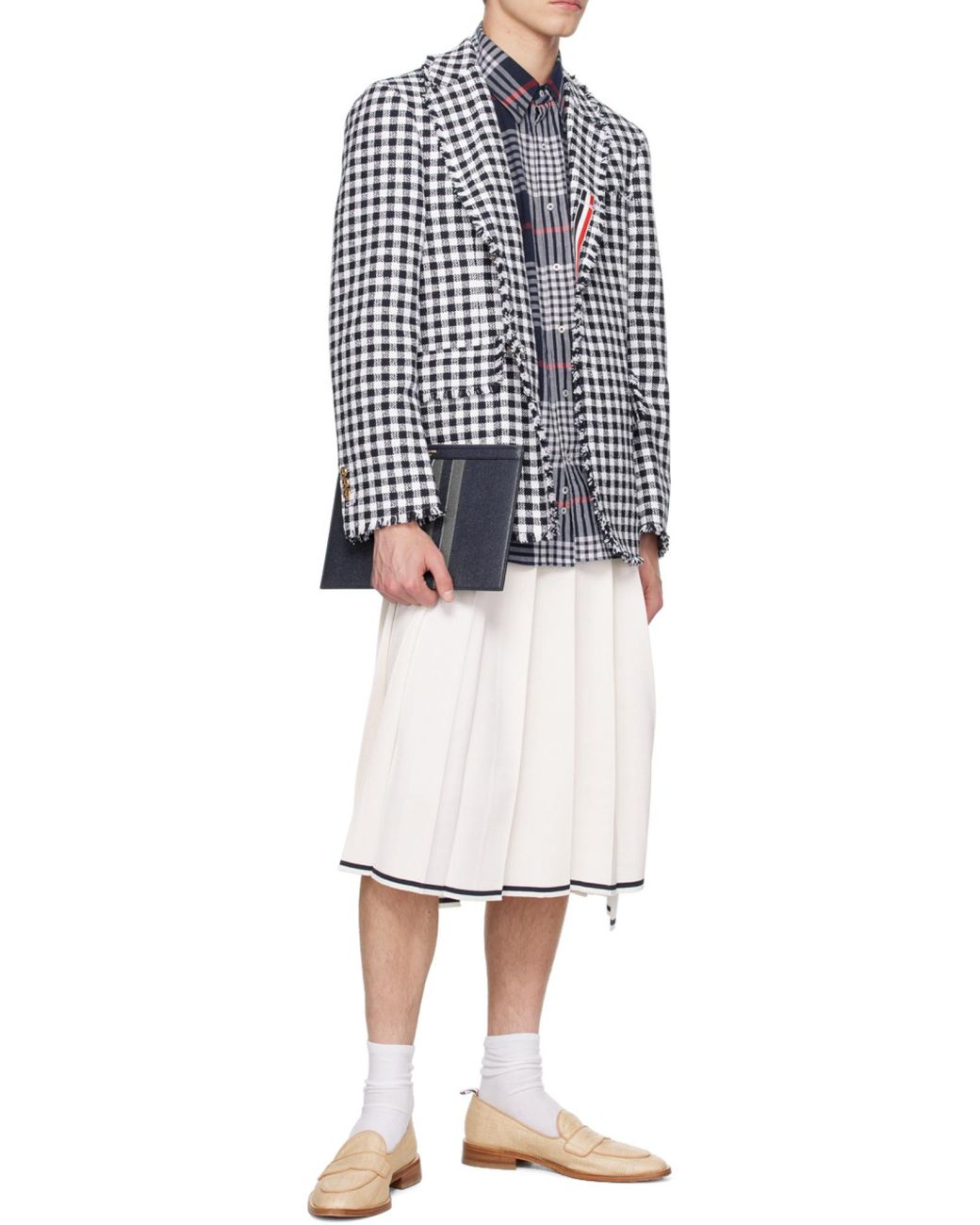 Thom Browne Blue Plaid-Check Short-Sleeve Shirt for men
