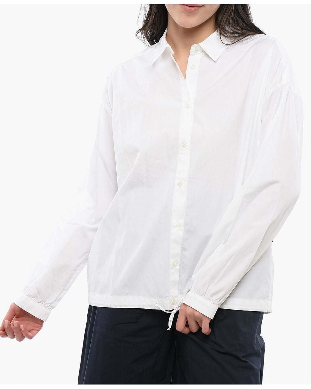 Woolrich White Drawstring-Hem Blouse