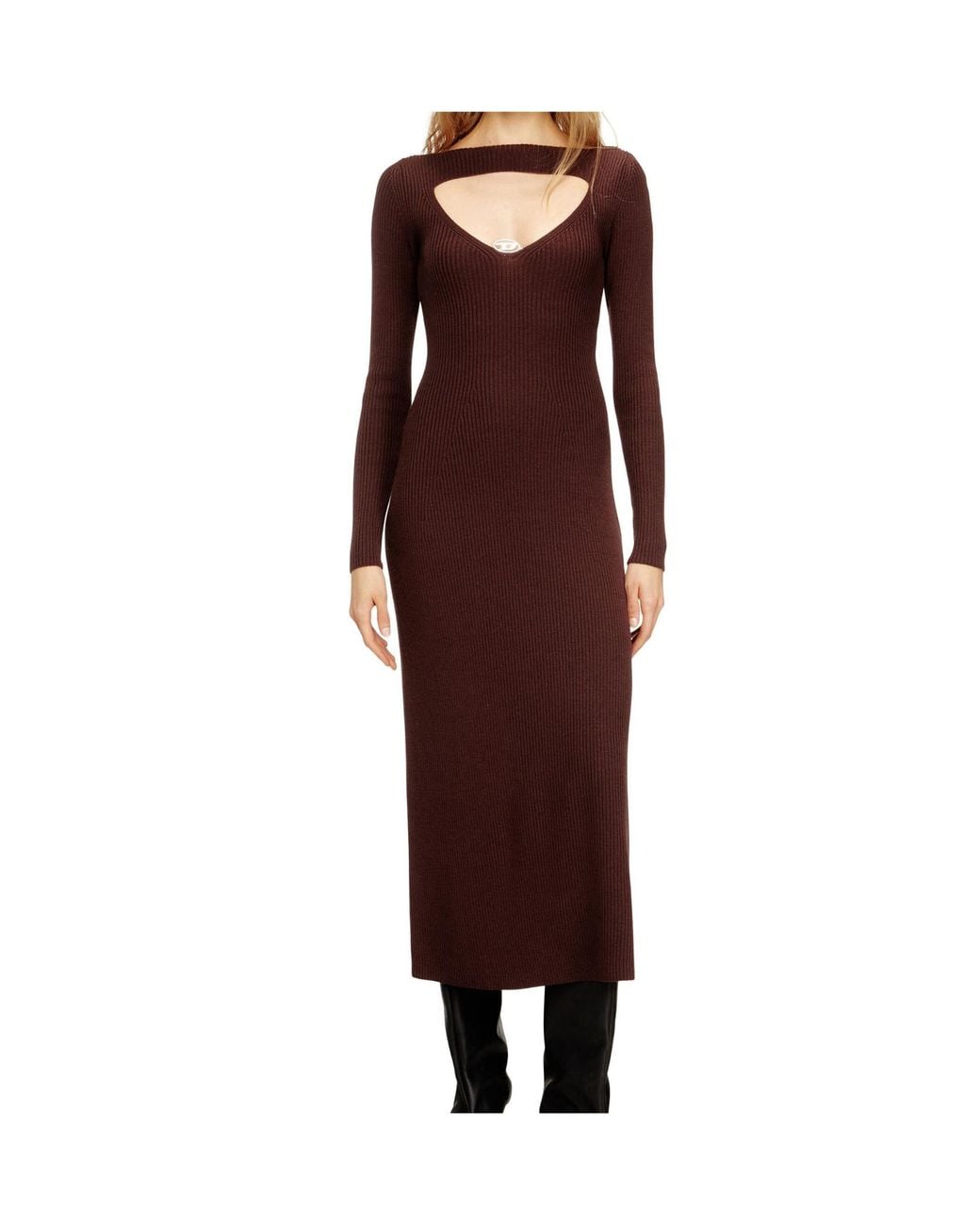 DIESEL Purple M-Oloni Cut-Out Detailed Knitted Dress