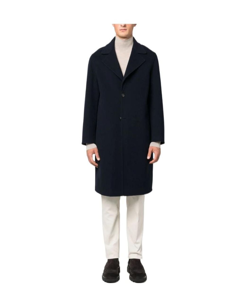 Lardini Blue Long Sleeve Single-Breasted Coat for men