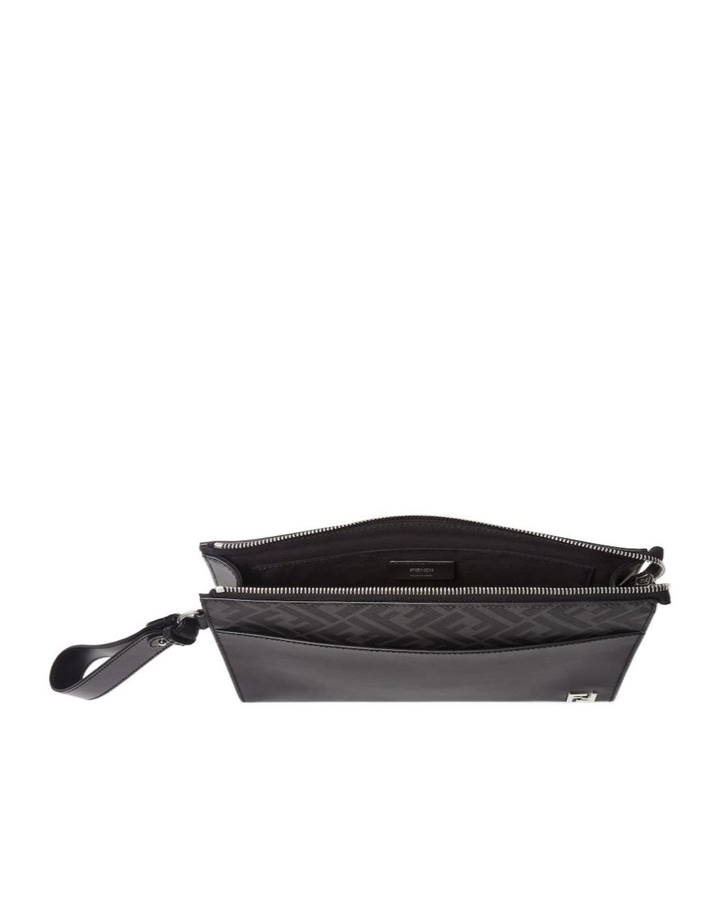 Fendi Black Cltuch With Ff Motif And Ff Logo Plaque for men