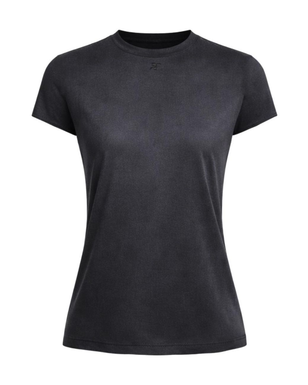 Courreges Black Solid Crew Neck T-Shirt