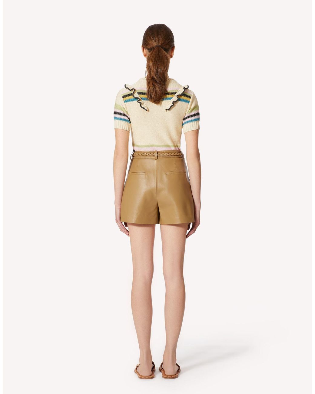RED Valentino Natural Braided Belt Shorts