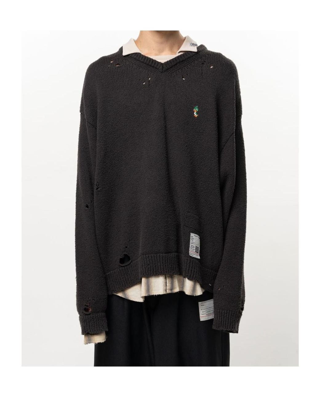 Maison Mihara Yasuhiro Black Triple Layered Collared Knit Sweater for men