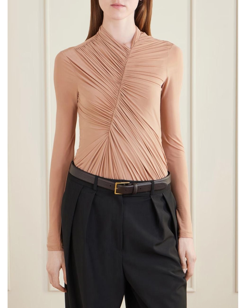 Stella McCartney White Draped Crepe-Jersey Bodysuit