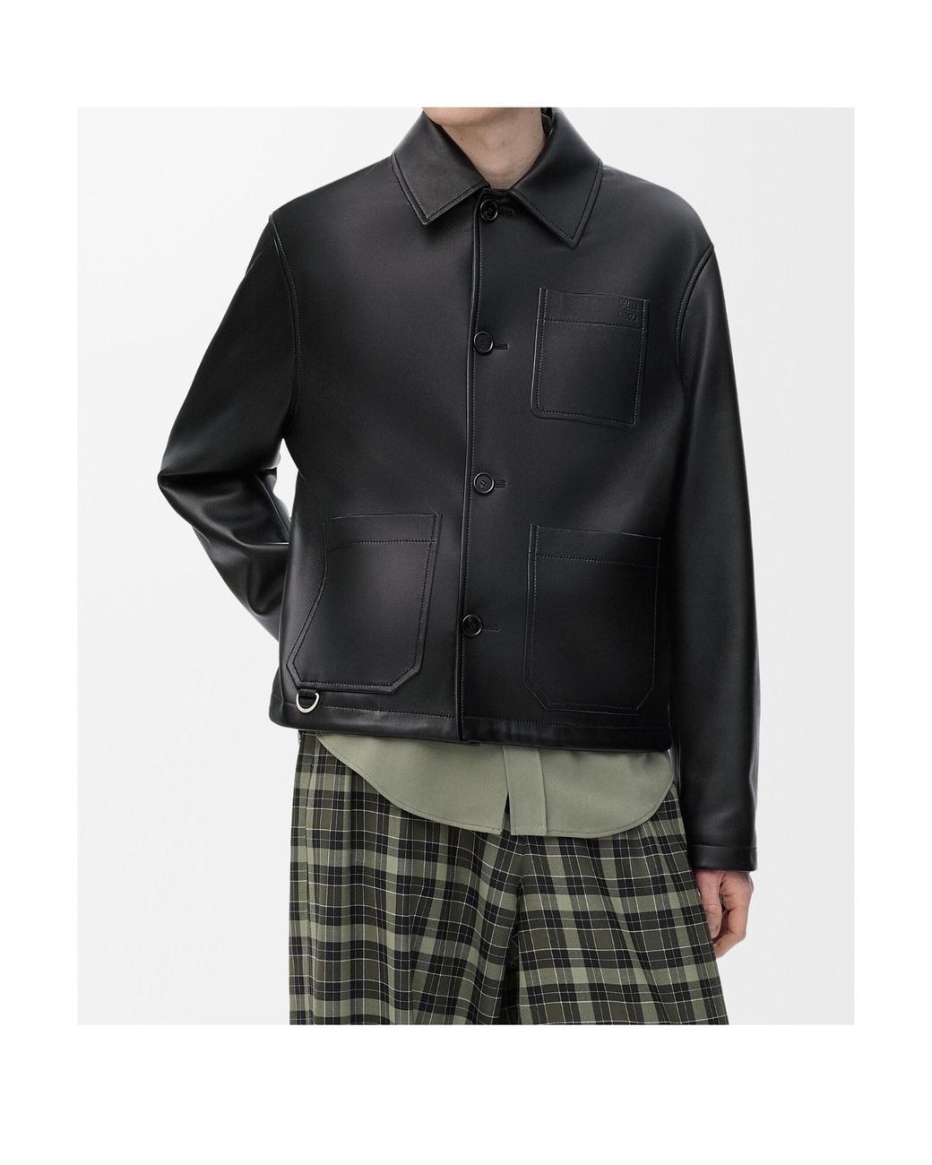 Loewe Black Lambskin Nappa And Nylon Twill Jacket for men