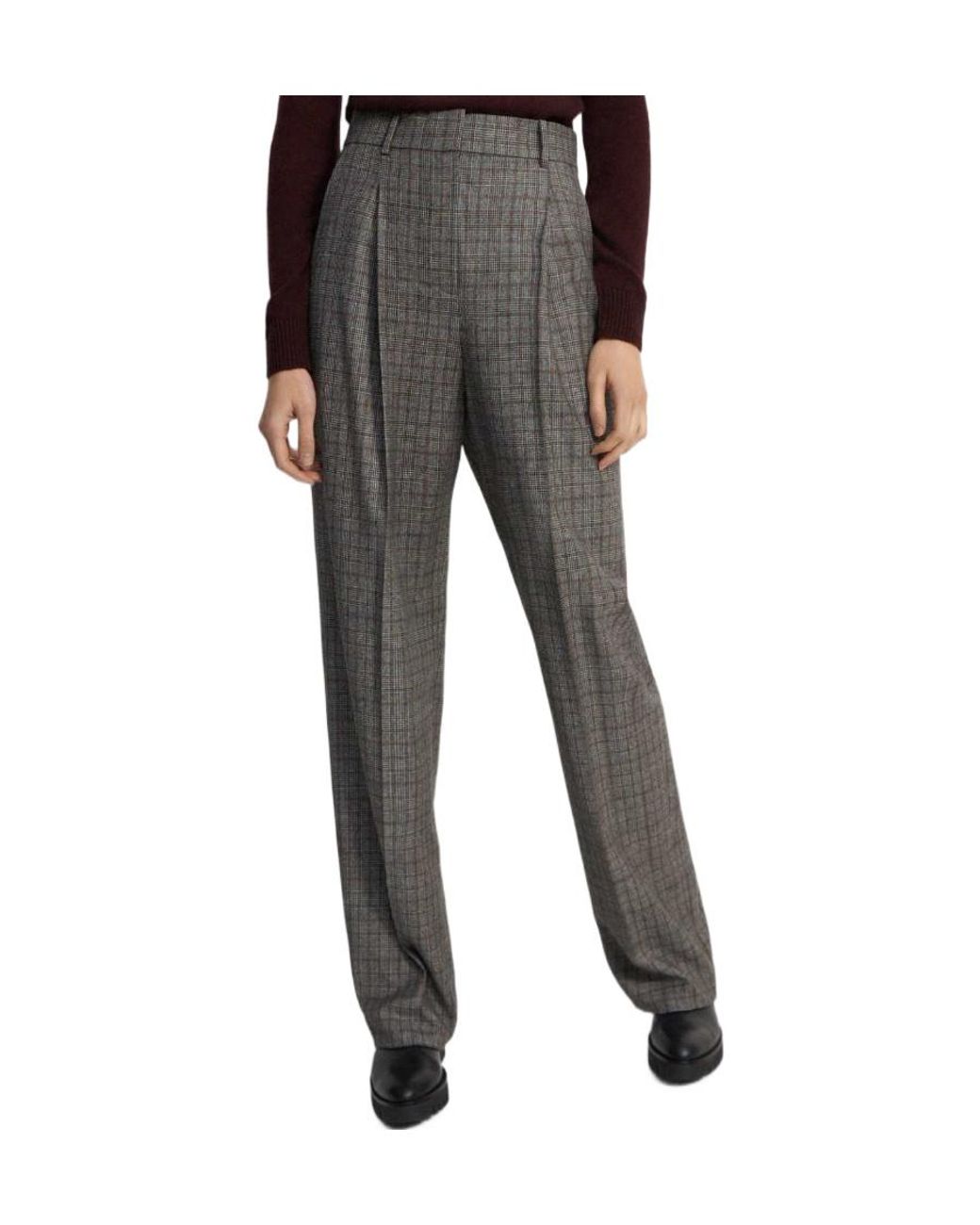 Theory Gray Checked Tailored Trousers