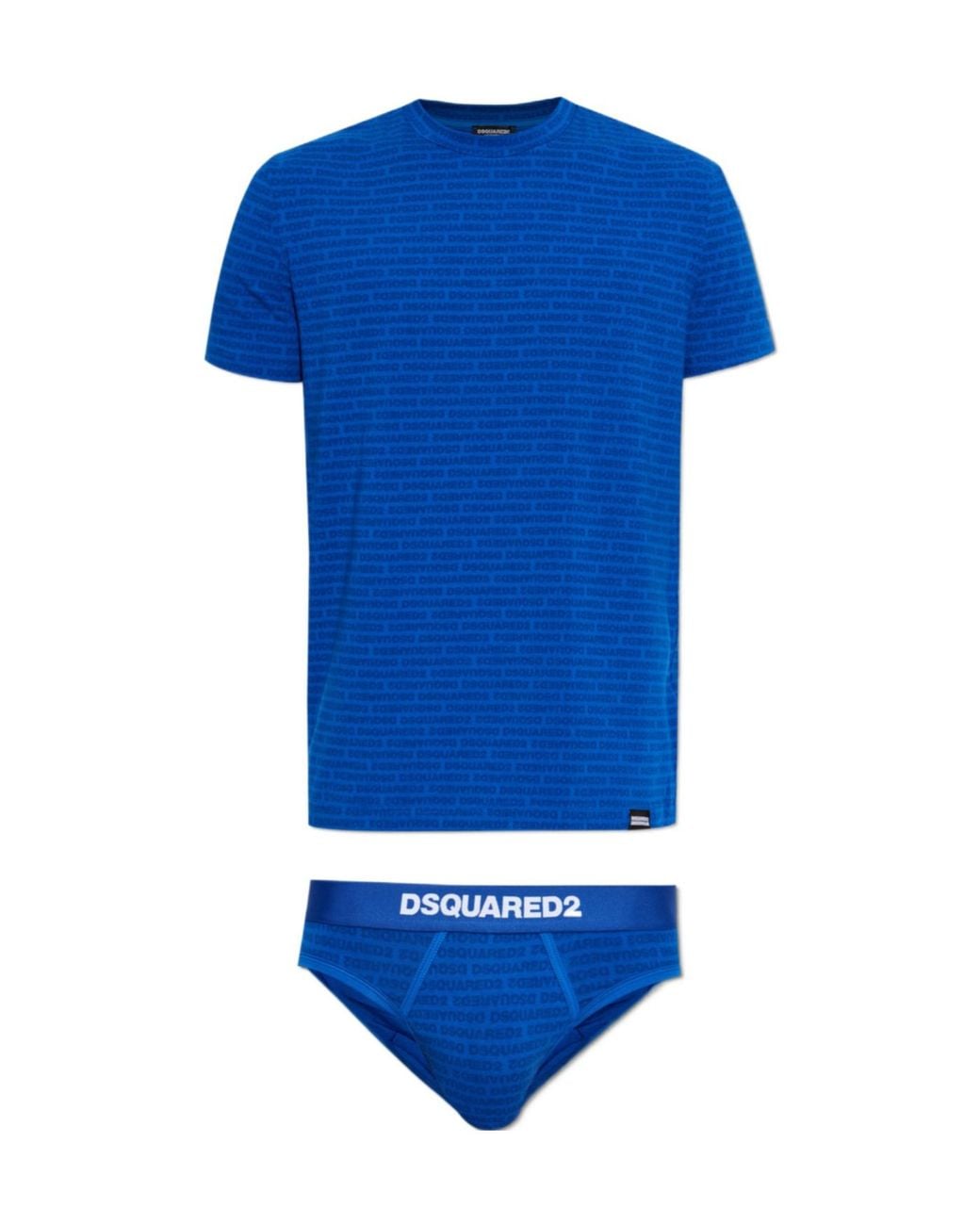 DSquared² Blue Logo Printed T-Shirt And Briefs for men