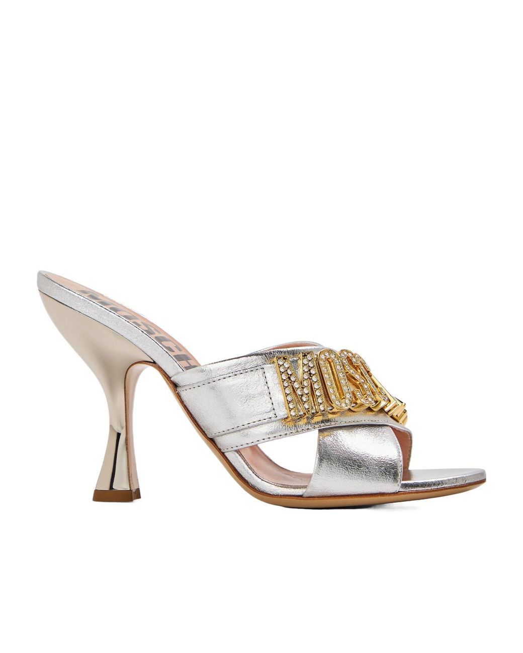 Moschino White Letter Printed Heeled Mules