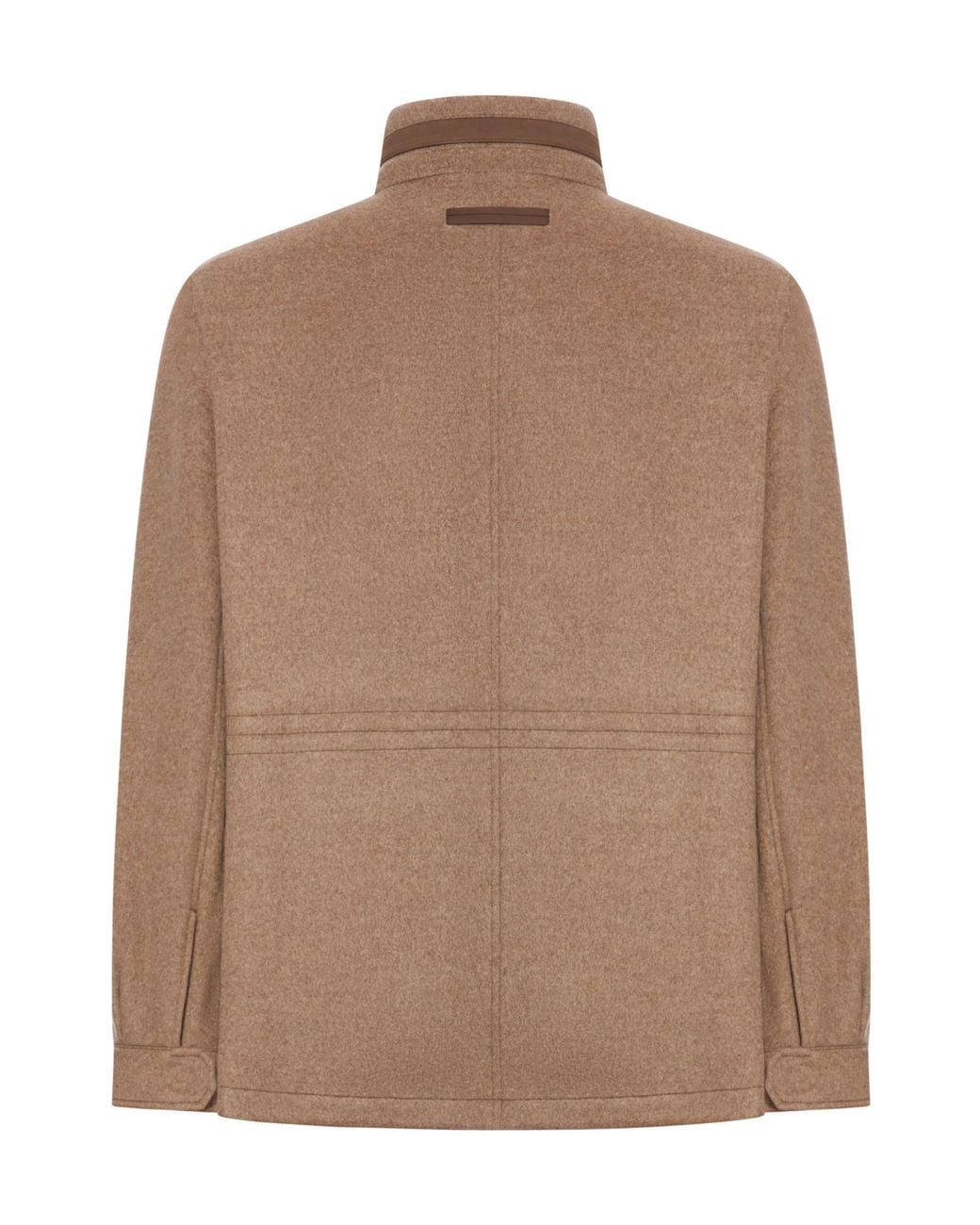 Zegna Brown Long-Sleeved High-Neck Jacket for men