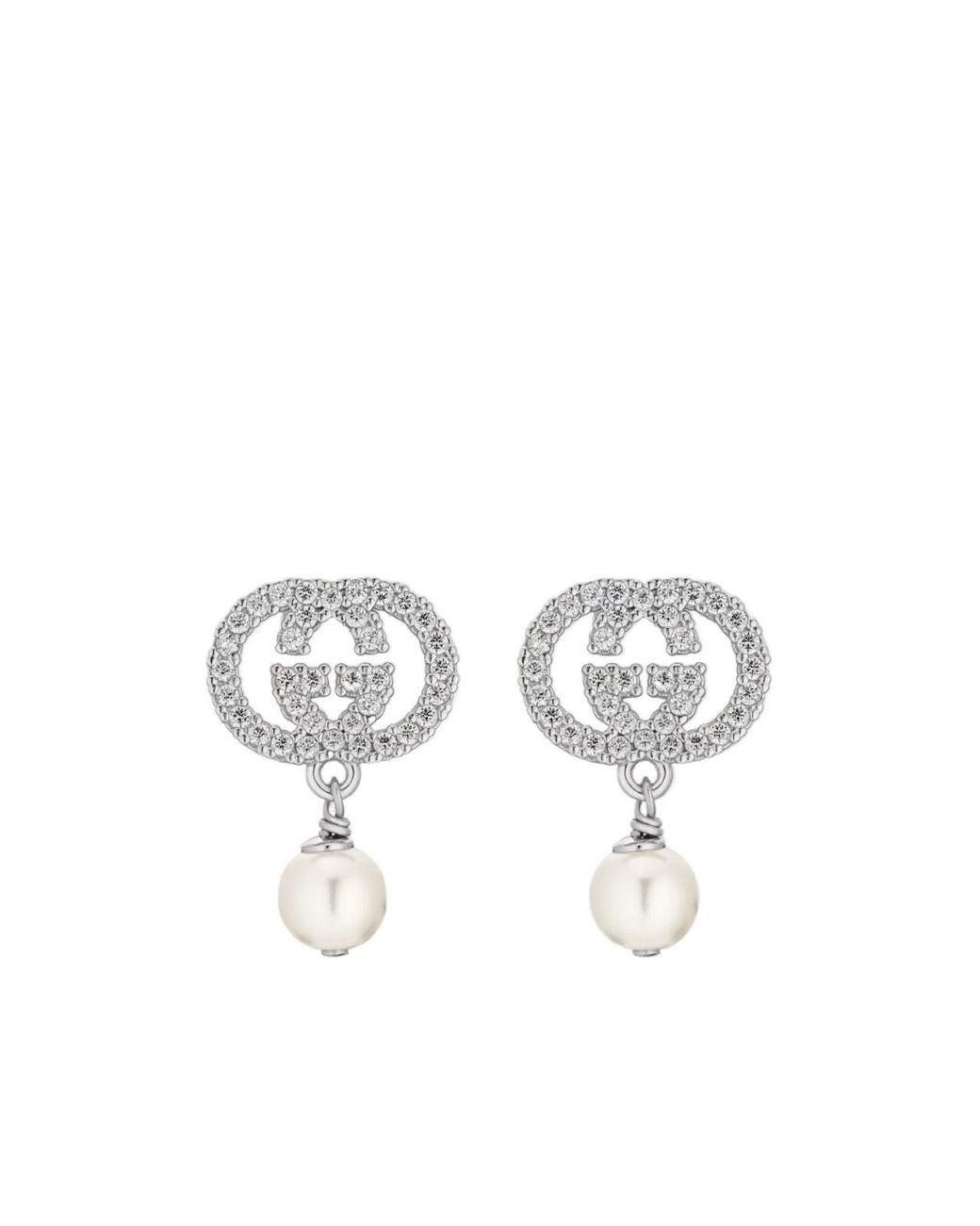Gucci White Embellished Earrings