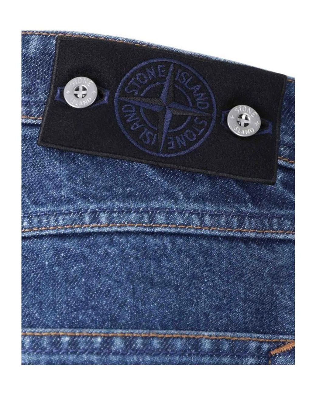 Stone Island Blue Belt Loop Jeans for men