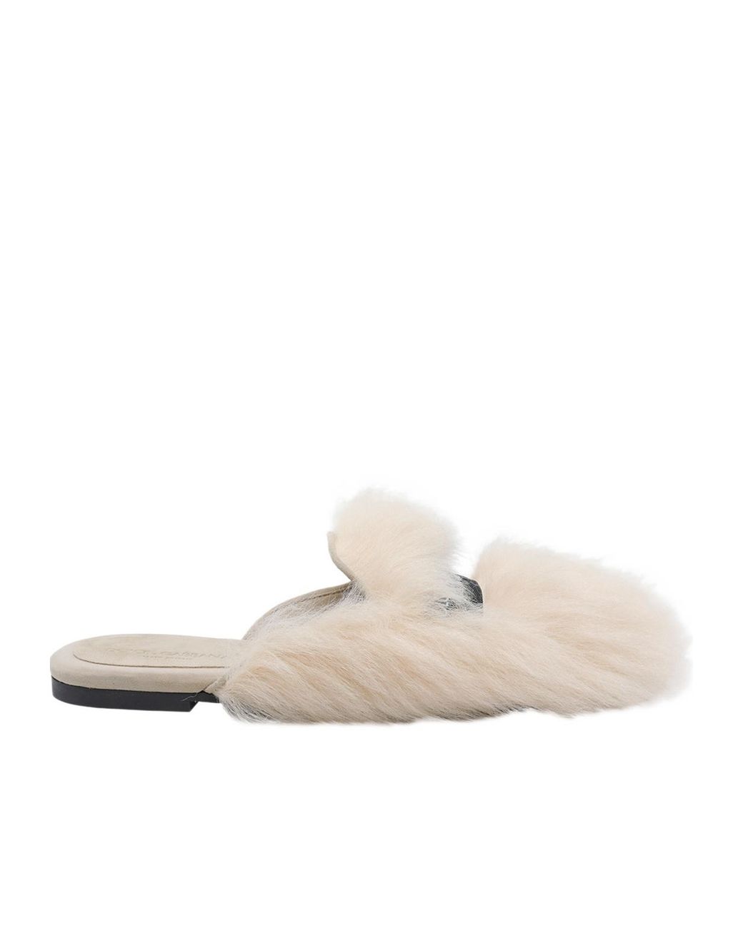 Dolce & Gabbana White Shearling Slippers