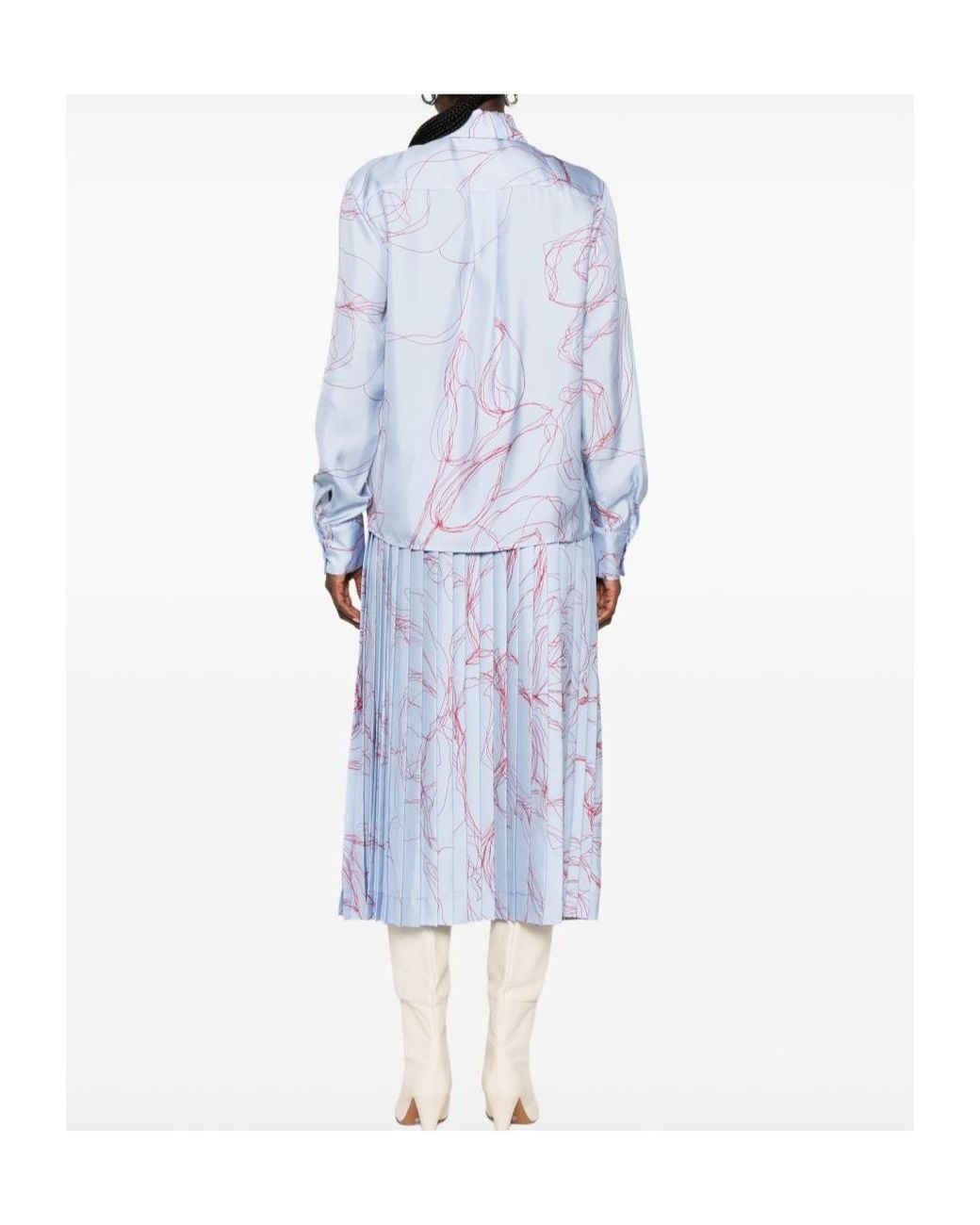 Fabiana Filippi Blue Abstract-Print Long-Sleeve Shirt