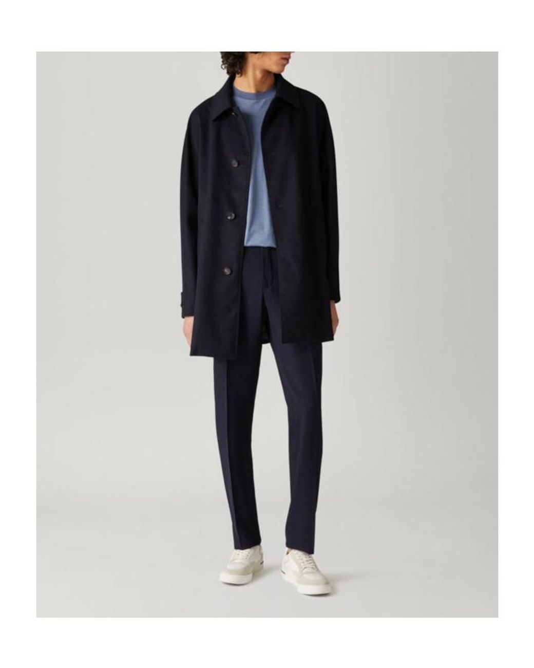 Loro Piana Blue Single-Breasted Coat for men