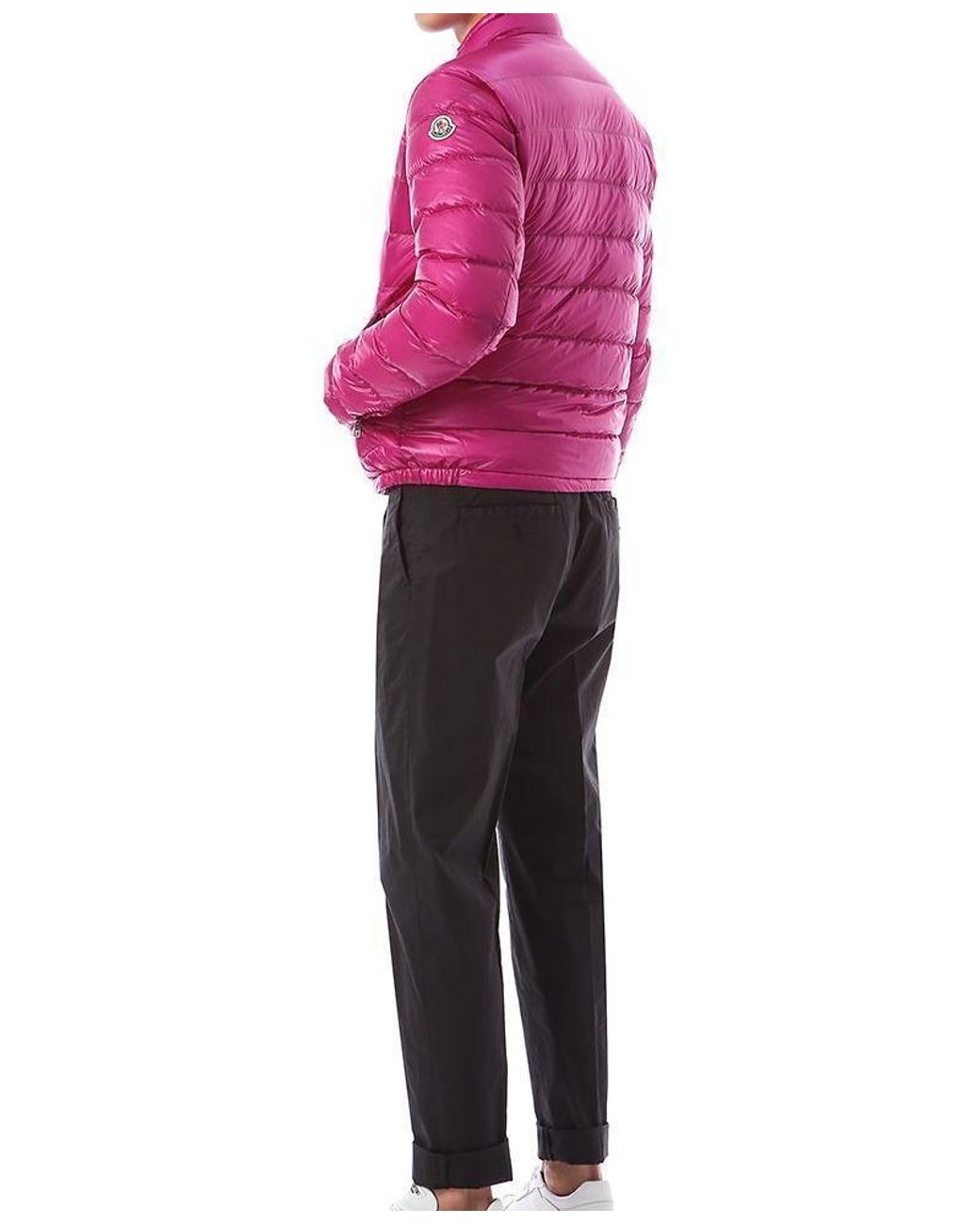 Moncler Pink Acorus Logo Patch Down Jacket for men
