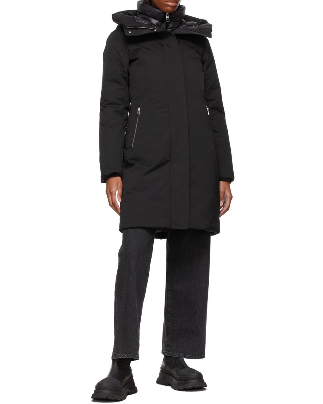 Mackage Black Padded Down Hooded Coat