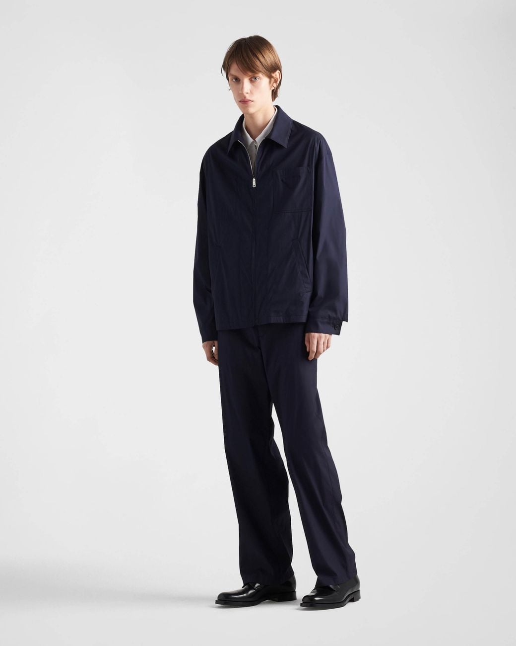 Prada Blue Stretch Poplin Pants for men