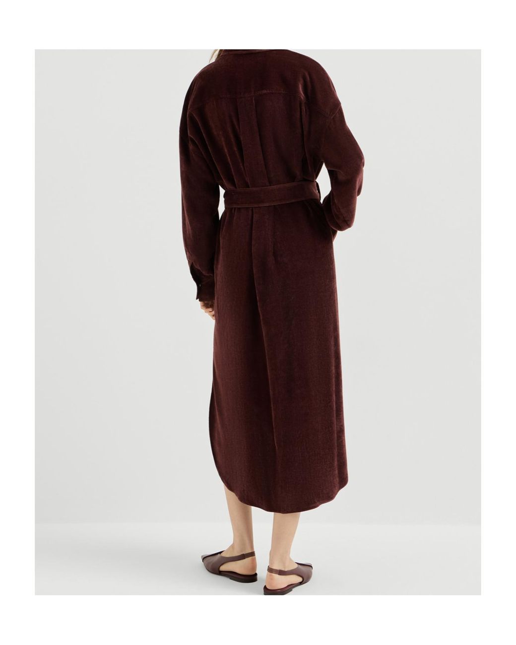 Brunello Cucinelli Purple Fluid Corduroy Shirt Dress