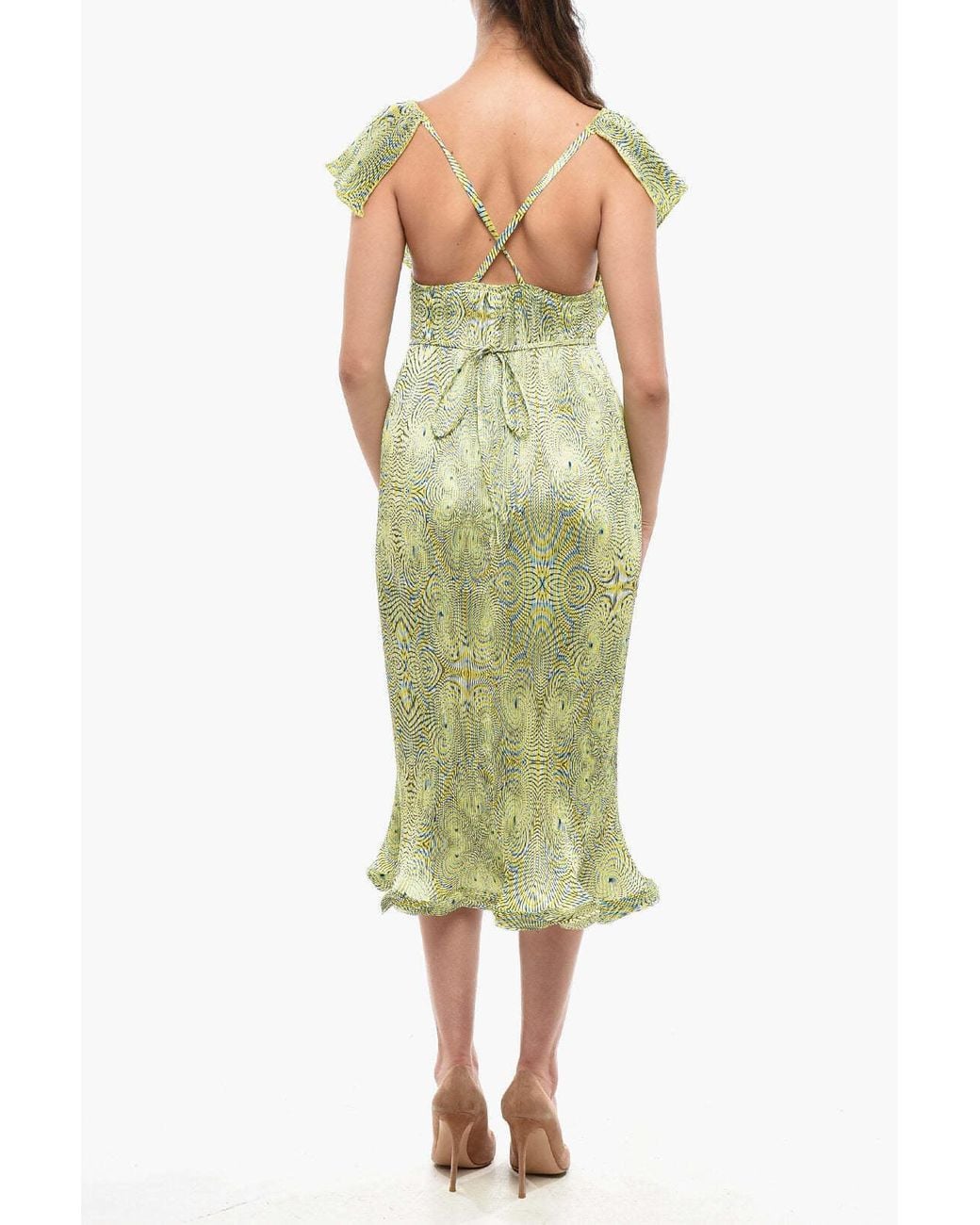 Pattern Clothing Stella McCartney Pleated Geometric-Pattern Dress in Green | Lyst