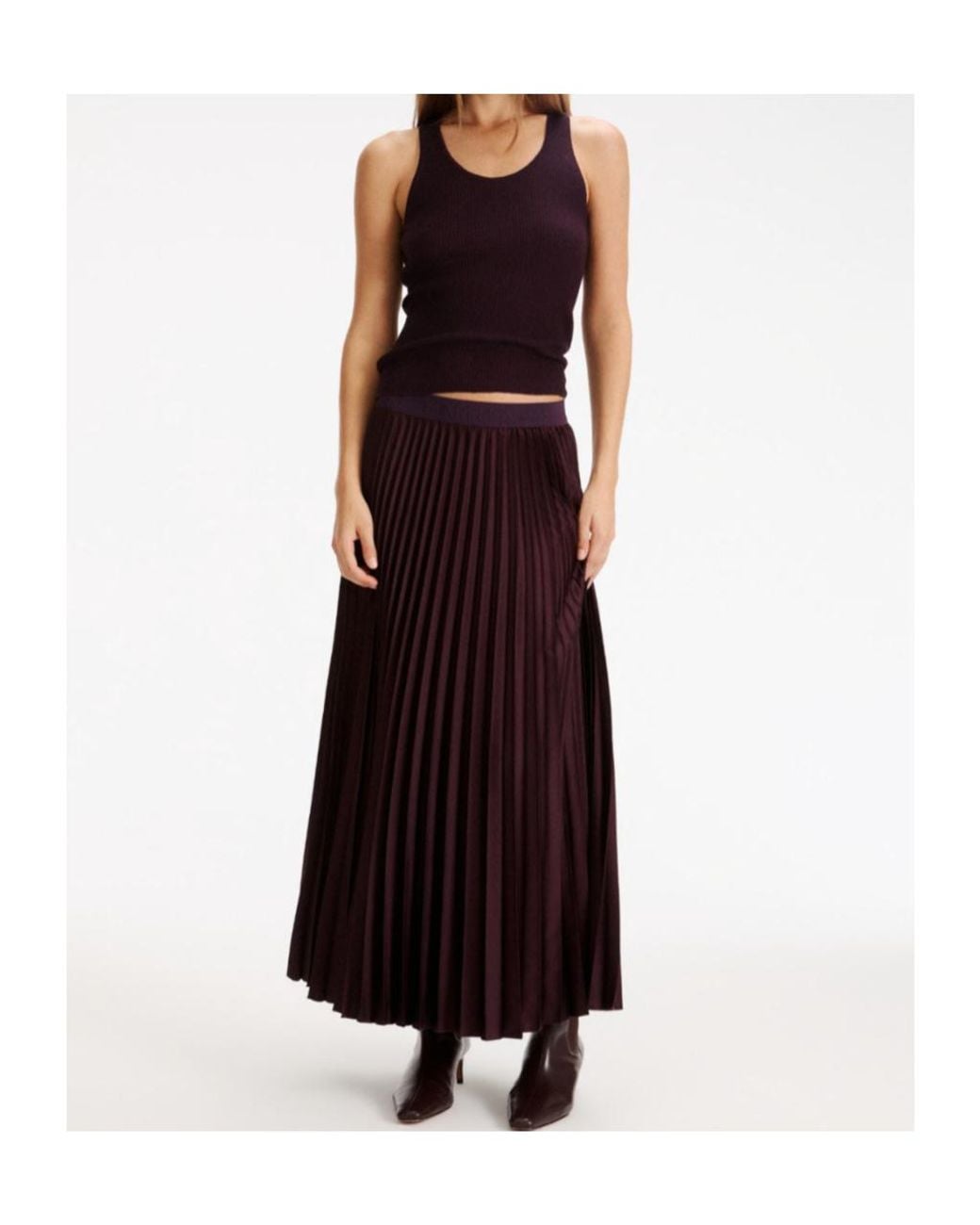 Marella Black Pleated Satin Skirt