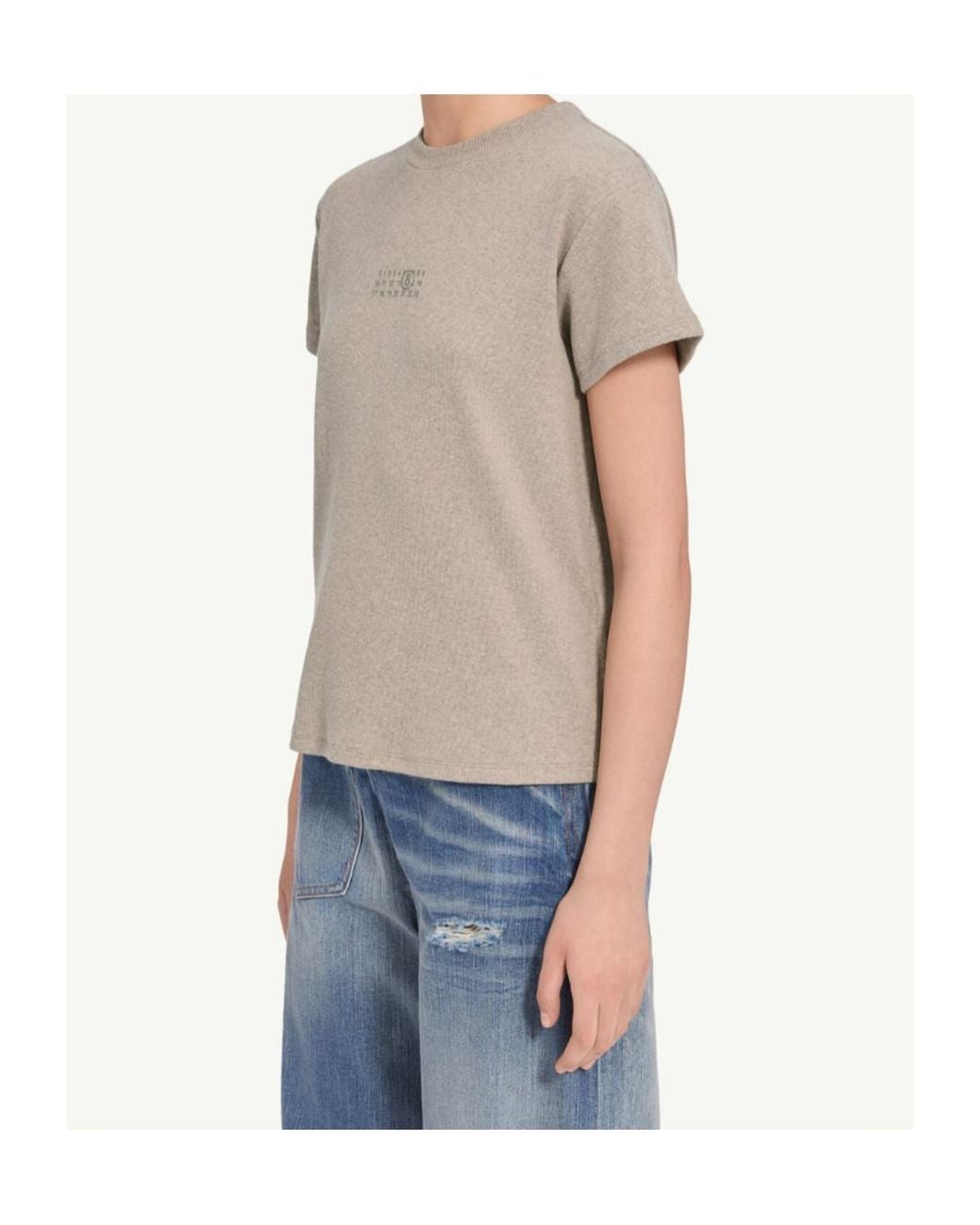 MM6 by Maison Margiela Gray Wool-Blend Rib-Jersey T-Shirt