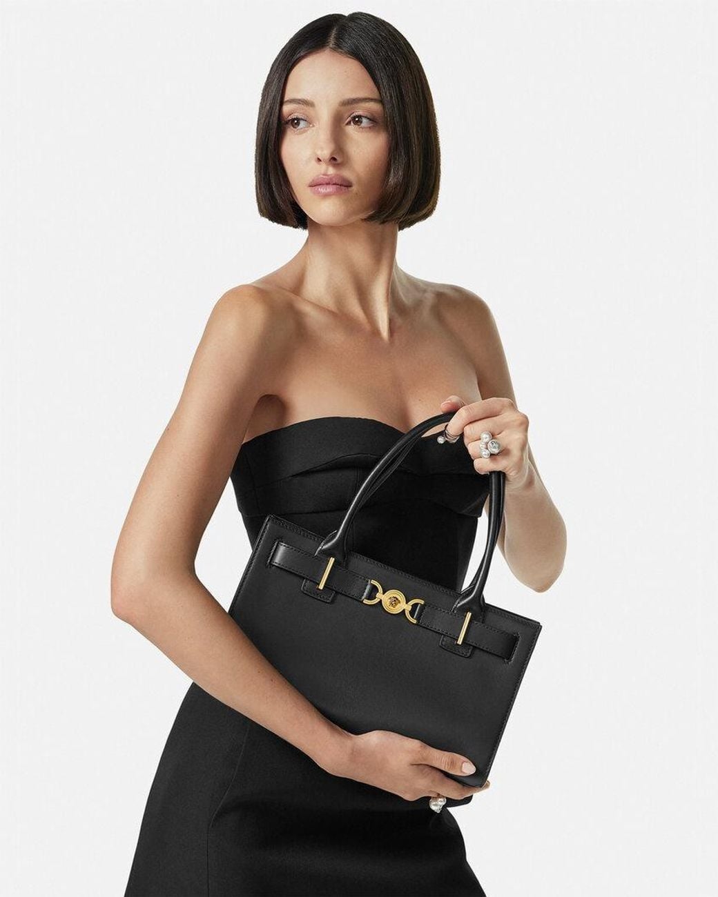 Versace Black Medusa '95 Magnetic Fastened Tote Bag