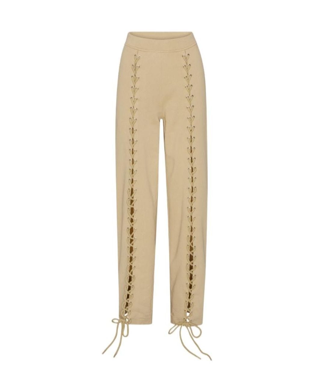 ROTATE BIRGER CHRISTENSEN Natural Straight-Leg Lace-Up Detailed Pants