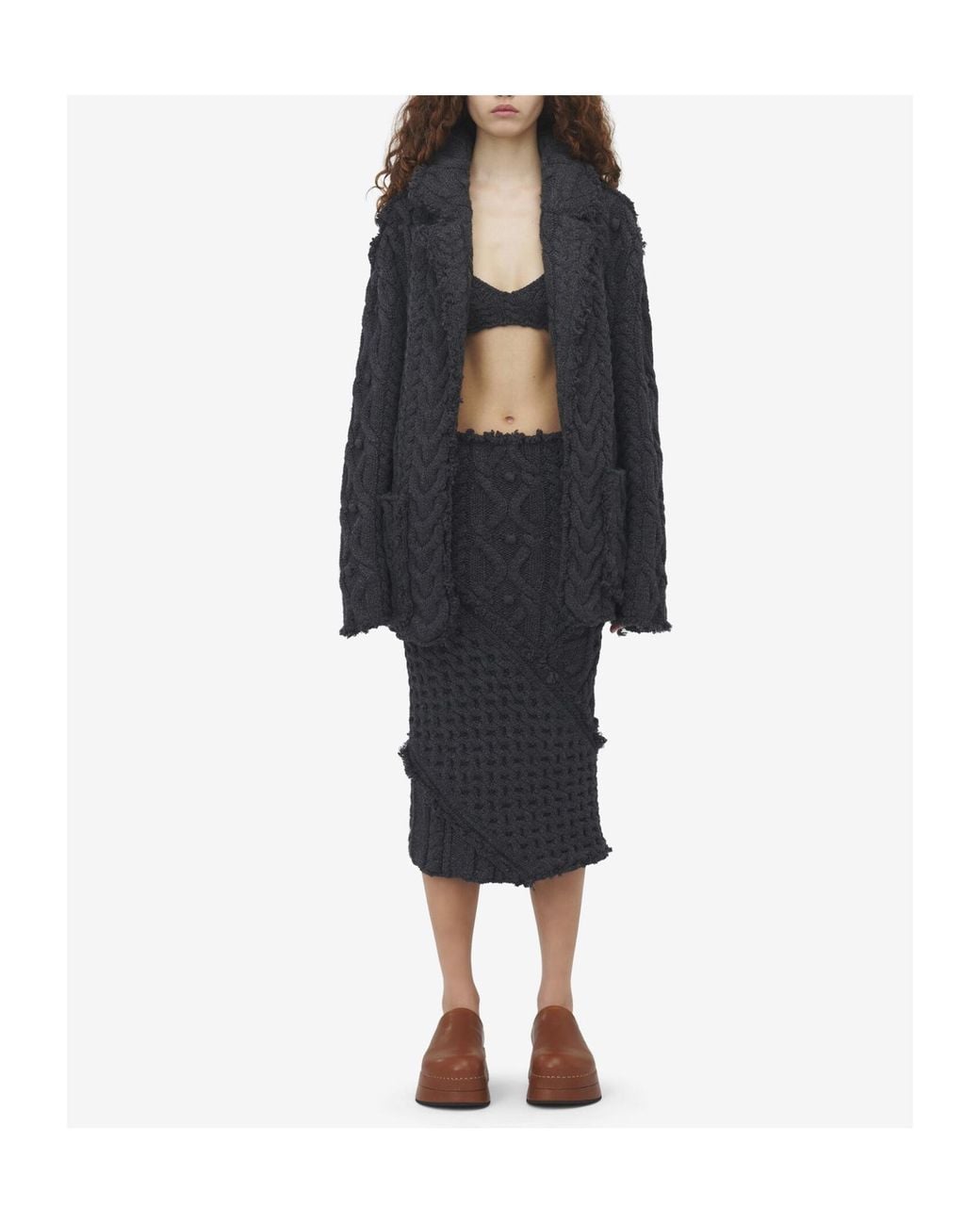 McQueen Black Twisted Knitted Cardigan