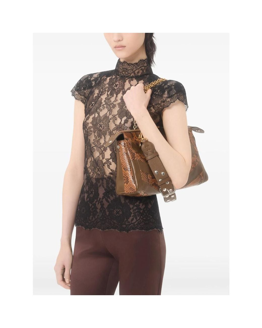 Valentino Black Floral Lace Short-Sleeved Top