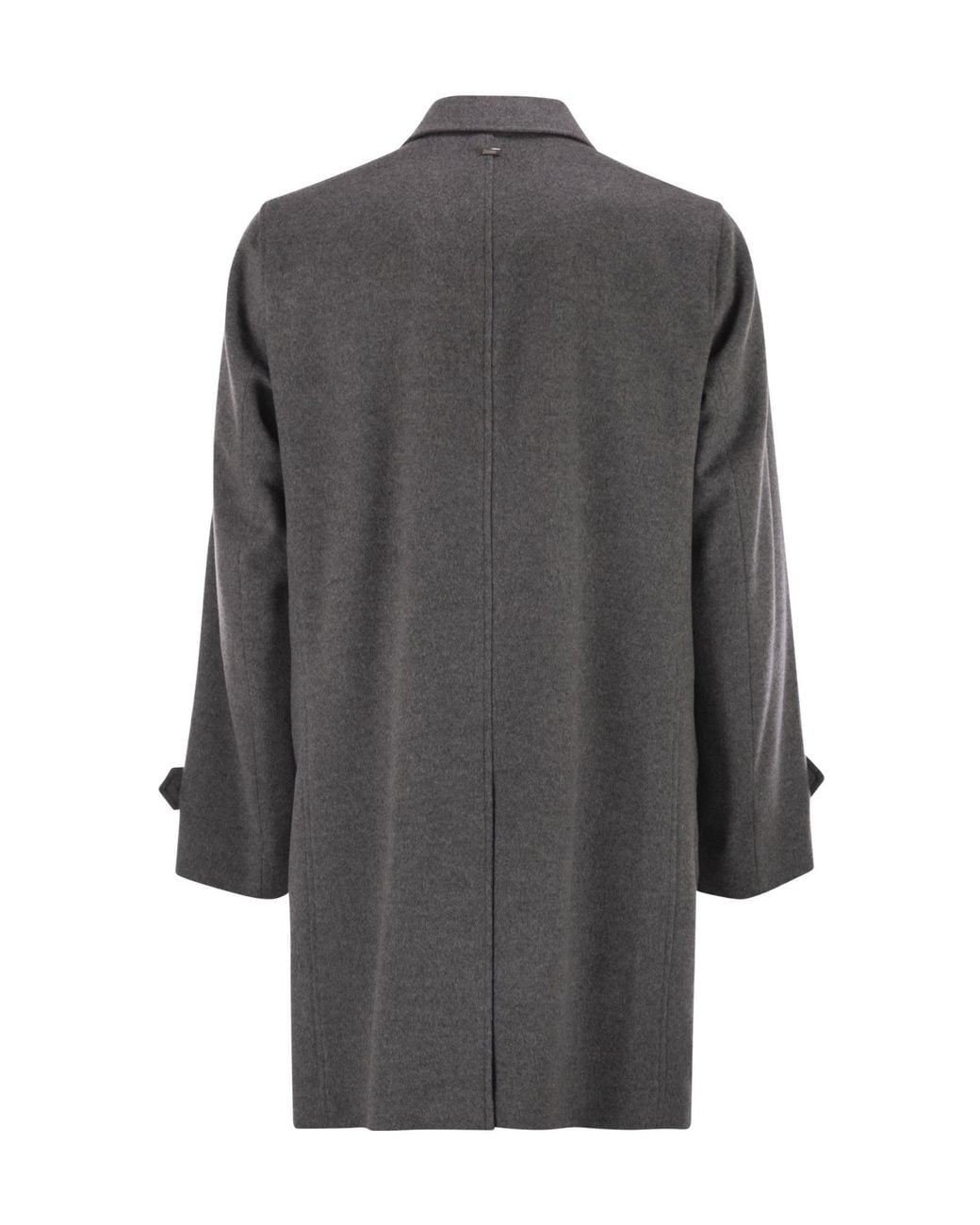 Herno Gray Single Breasted Long Coat for men
