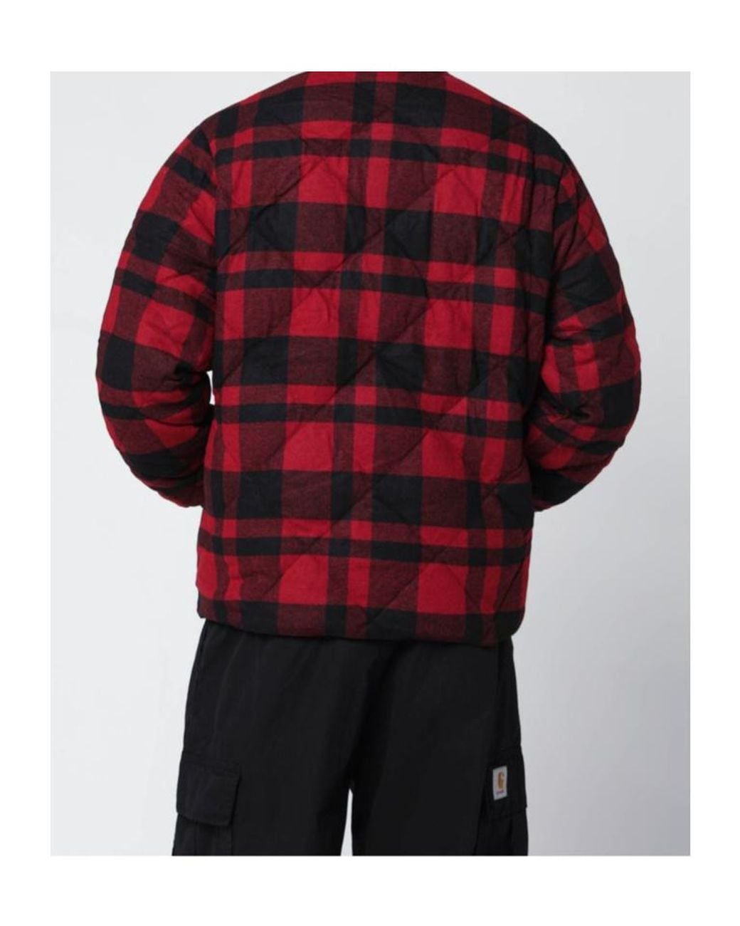 Ralph Lauren Red Quilted Check Bomber for men