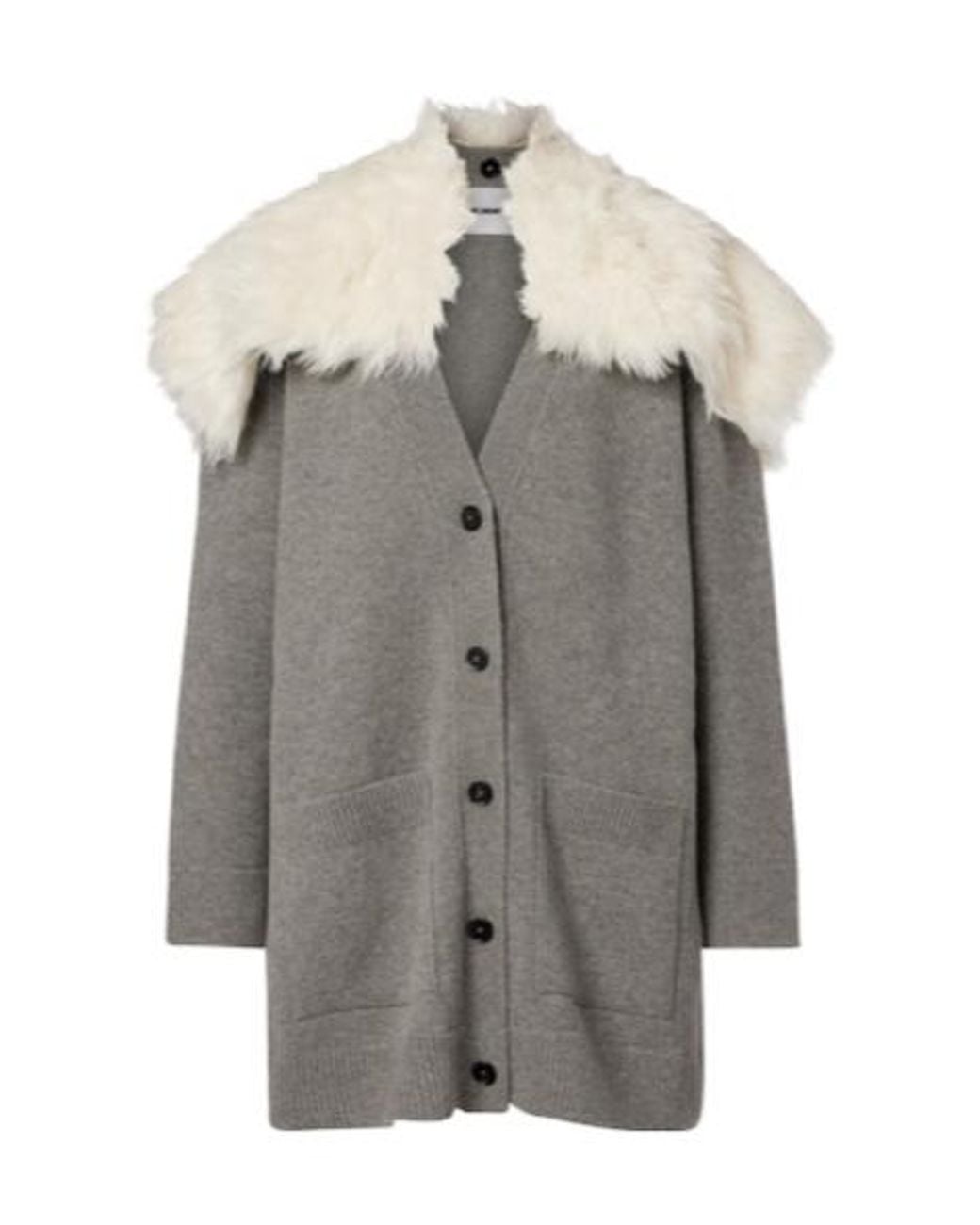 Jil Sander Gray Wool, Cotton, And Cashmere-Blend Cardigan