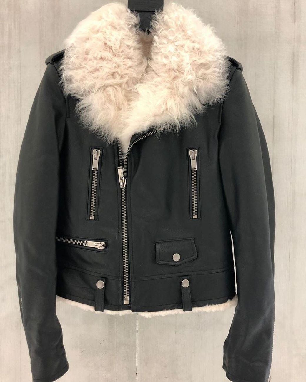 Saint Laurent Black Zip Detailed Biker Jacket