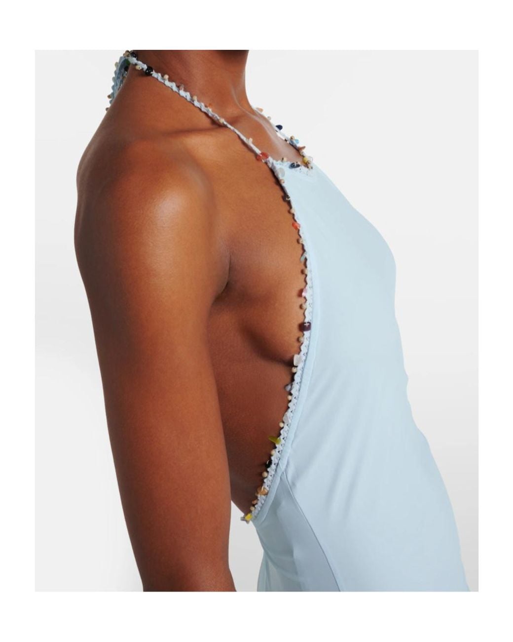 Christopher Esber Blue Embellished Halterneck Maxi Dress