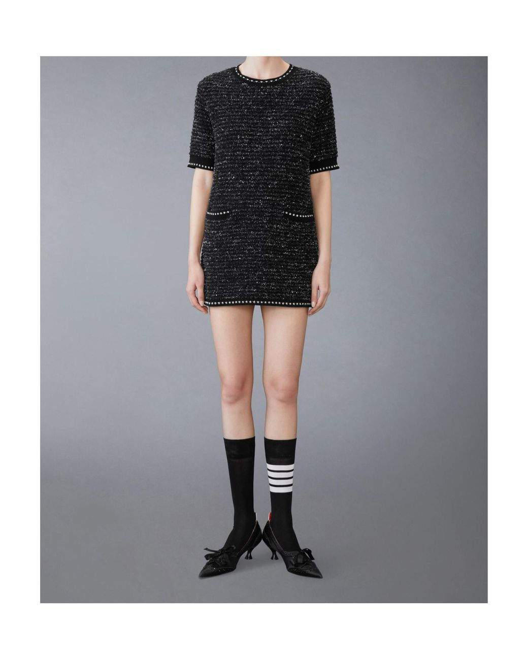 Thom Browne Black Tweed Mini Dress